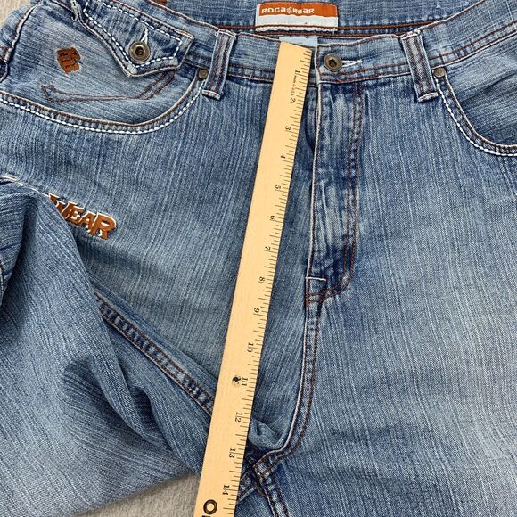 Roca Wear Shorts Mens 38 X 14 Big & Tall Flap Pockets Light Wash Embroidered - Picture 9 of 16